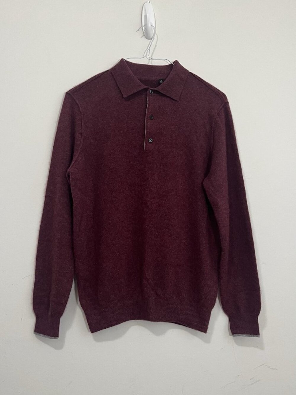 Saks Fifth Avenue 100% Cashmere Polo Sweater Men's Sz M Preppy Quiet Luxury EUC